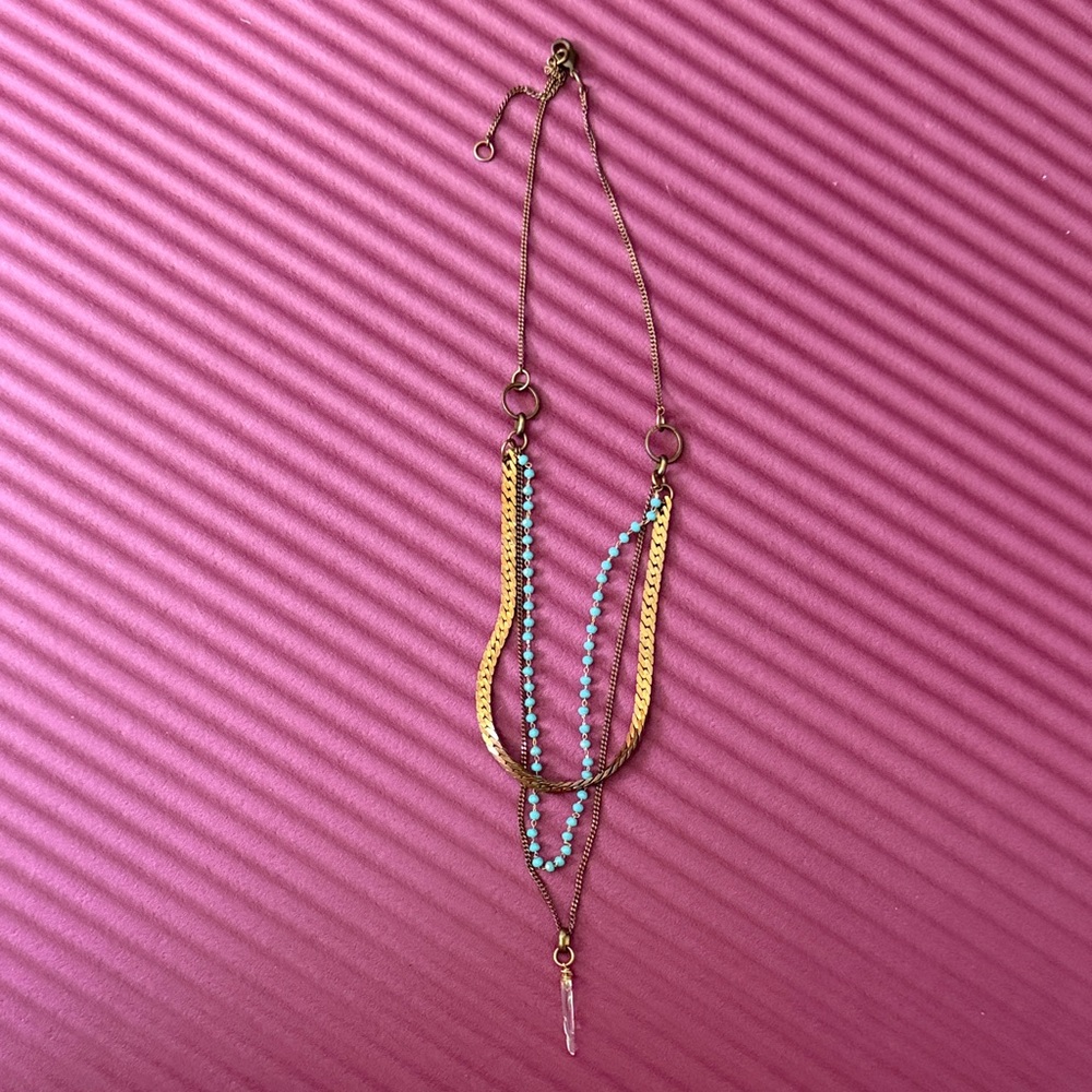 Lucky Brand Gold and Turquoise Layered Necklace